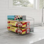 Hastings Home Kitchen Wrap Storage Rack, 3-tier Pantry Organizer for Foil, Plastic Bags, Cabinet for Wax, Chrome 807590FUD